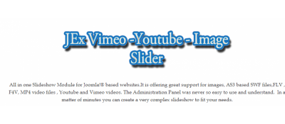 Joomla 
JEx Vimeo-Youtube-Image Slider Joomla разработка